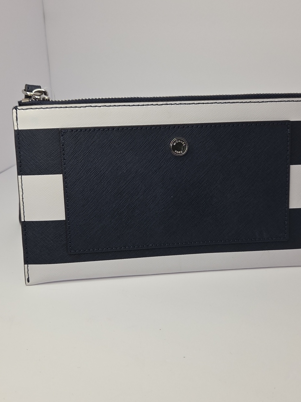 NWT Michael Kors Navy & White Striped 8 X 4 Saffiano Leather Wallet
